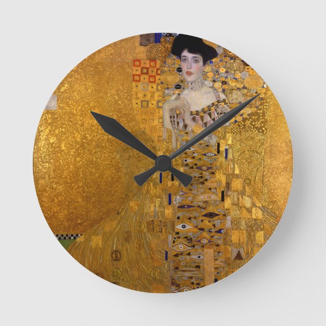 Adele Bloch-Bauers Portrait von Gustav Klimt 1907 Runde Wanduhr (Vorderseite)