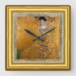 Adele, Dame in Gold, Gustav Klimt, Leinwand, Gerah Quadratische Wanduhr