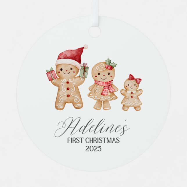 Adelina Personalized Baby's First Christmas Ornament Aus Metall (Vorderseite)