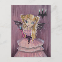 Adeline on Pink Gothic Vampire Fairy Postcard