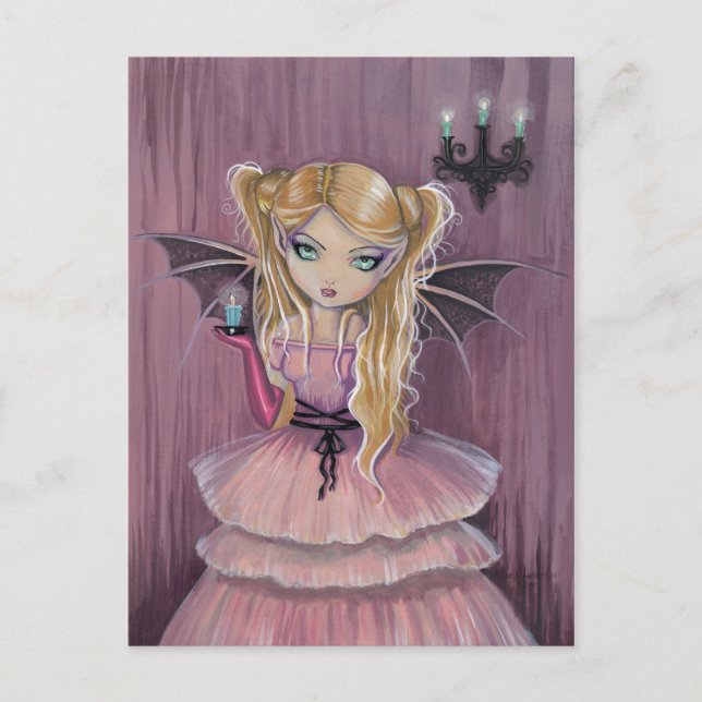 Adeline on Pink Gothic Vampire Fairy Postcard Postkarte (Vorderseite)