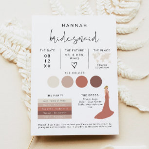 ADELLA Edgy Modern EDITABLE Bridesmaid Info Card Einladung