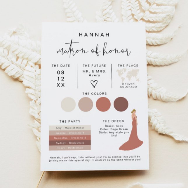 ADELLA Edgy Modern EDITABLE Bridesmaid Info Card Einladung (Von Creator hochgeladen)