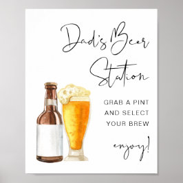ADELLA Minimal Baby Shower Vaters Beer Station Sch Poster