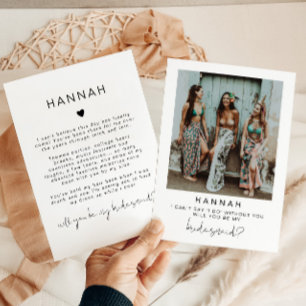 ADELLA Minimal Foto Bridesmaid Vorschlag Note Card Einladung
