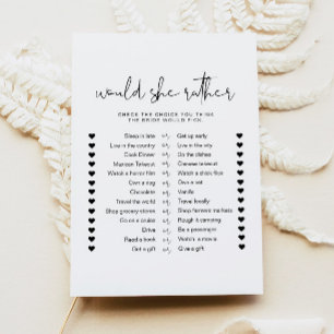 ADELLA Minimal würde sie eher Bridal Game Card Einladung