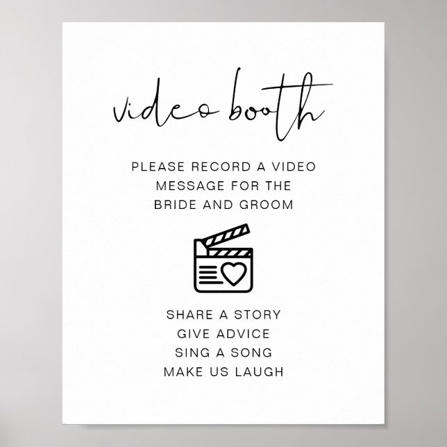ADELLA Modern Minimal Wedding Video Booth Sign Poster (Vorne)