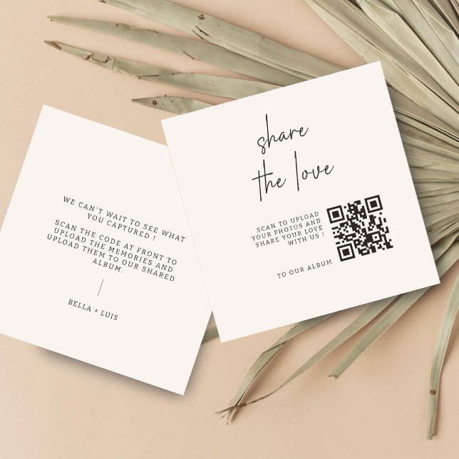 ADELLA Modern Share the Liebe QR Code Table Cards Mitteilungskarte (Von Creator hochgeladen)