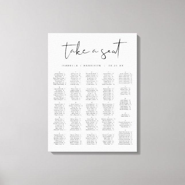 ADELLA Moderne, Minimalistische Alphabetische Sitz Leinwanddruck (Vorderseite)