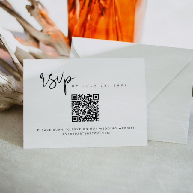 ADELLA Moderne Minimalistische QR Code Wedding RSV Einladung (Von Creator hochgeladen)