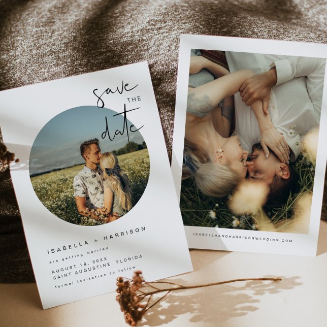 ADELLA-Modernes Minimalistisches Round-Foto Save t Einladung (Von Creator hochgeladen)