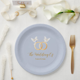 ADELLE Simple Dusk Blue Couple Wedding Pappteller