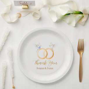 ADELLE Simple Dusk Blue Couple Wedding Pappteller