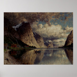Adelsteen Normann ein bewölkter Tag am Fjord Poster