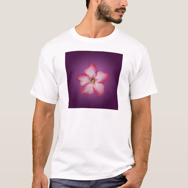 Adenium Pink Blume Flora Gradient Violett T-Shirt (Vorderseite)