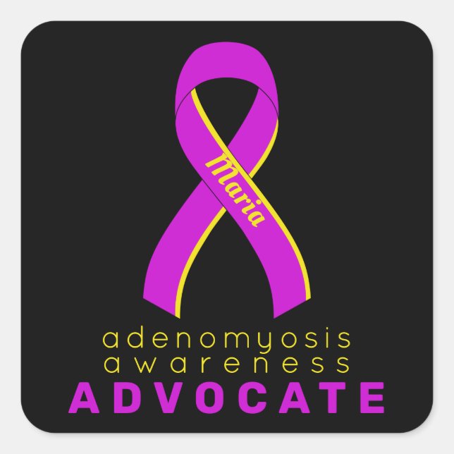 Adenomyosis Advocate Black Square Sticker (Vorderseite)