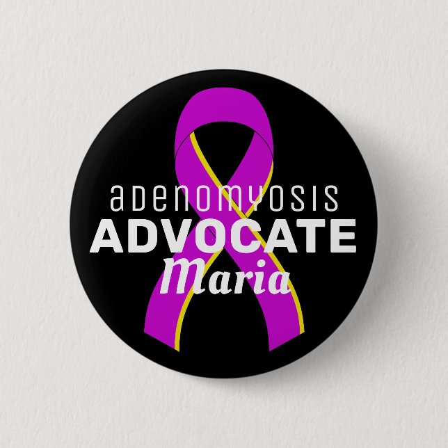 Adenomyosis Advocate Ribbon Black Button (Vorderseite)