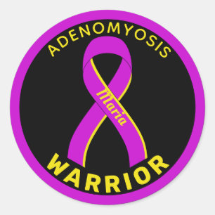 Adenomyosis Warrior Ribbon Black Round Sticker