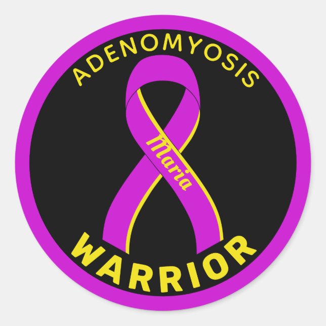 Adenomyosis Warrior Ribbon Black Round Sticker (Vorderseite)