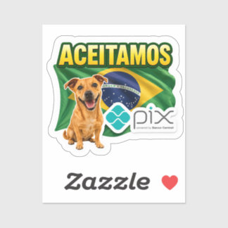 Adesivo Aceitamos PIX com Cachorro Caramelo Aufkleber