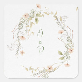 Adesivo Delicated Flowers Quadratischer Aufkleber