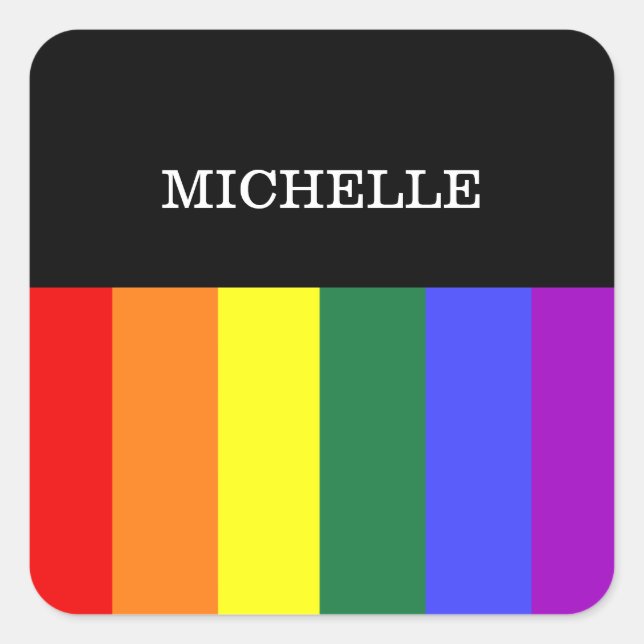 Adesivos Autocolante Orgulho Gay Rainbow Quadratischer Aufkleber (Vorderseite)