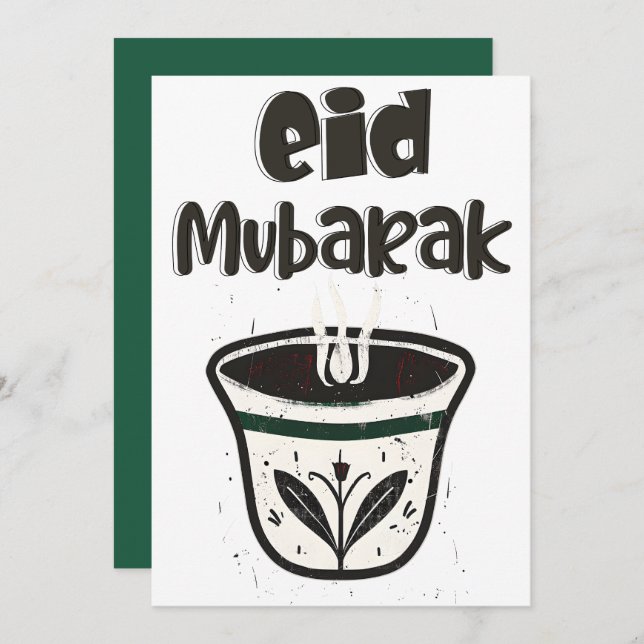 Adha Mubarak Eid Arabic Coffee Cup mit Cardamom Einladung (Vorne/Hinten)