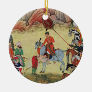 Adham Khan, der Akbar Ehrerbietung bei Sarangpur, Keramikornament