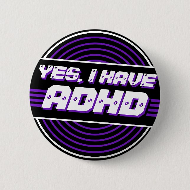 ADHD 80er Music Black Lila Vinyl Record Button (Vorderseite)