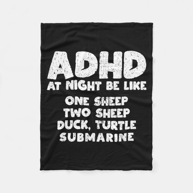 Adhd At Night Be Like Funny Adhd Quote  Fleecedecke (Vorderseite)