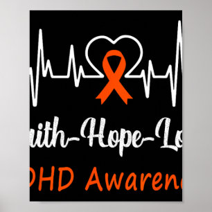Adhd Awareness Heartbeat Christlicher Cross Faith Poster