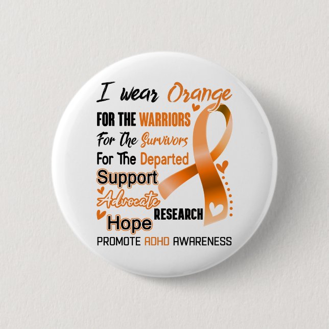 ADHD Awareness Month Ribbon Geschenke Button (Vorderseite)