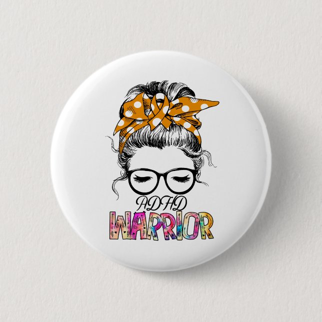 ADHD Awareness Month Ribbon Geschenke Button (Vorderseite)