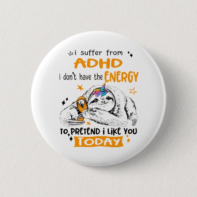 ADHD Awareness Month Ribbon Geschenke Button (Vorderseite)