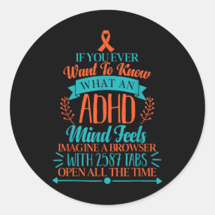 Adhd Awareness T Shirt - Funny Adhd Awareness T Sh Runder Aufkleber