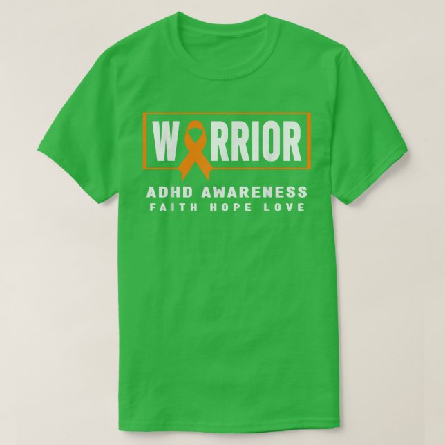 ADHD Awareness Warrior Shirt - Orange Ribbon, ADHD (Design vorne)