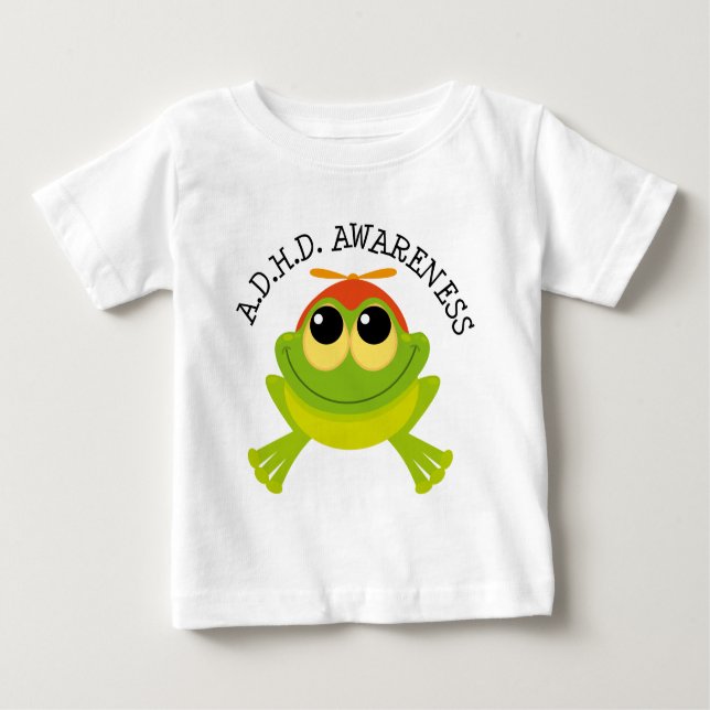 ADHD Bewusstseins-niedlicher Frosch Baby T-shirt (Vorderseite)