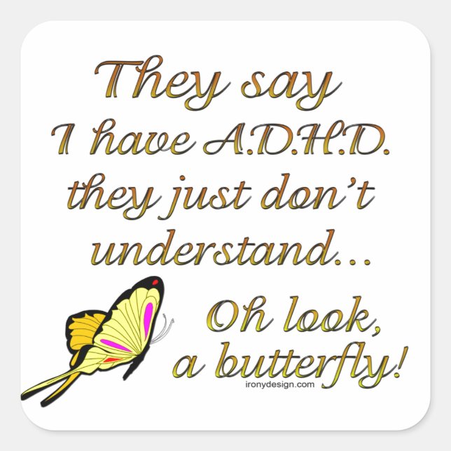 ADHD Butterfly Quadratischer Aufkleber (Vorderseite)