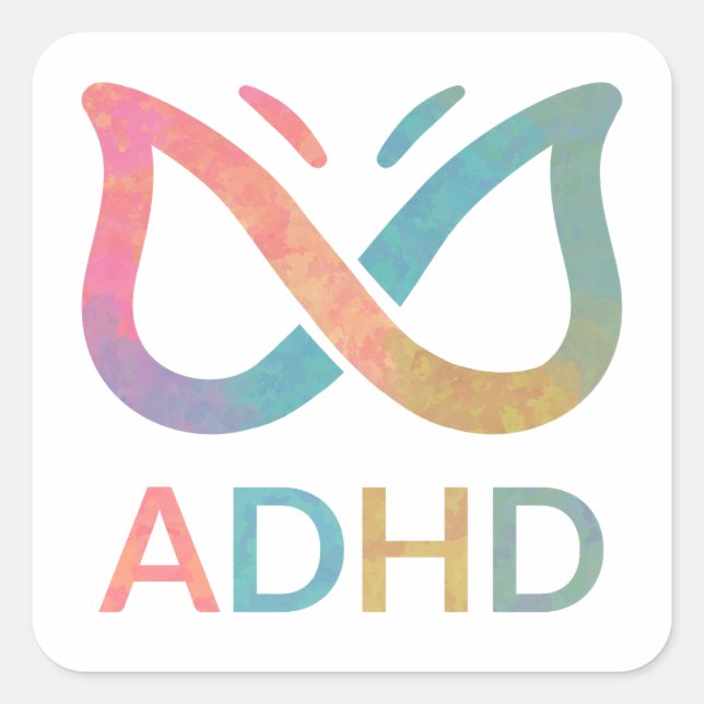 ADHD Butterfly Quadratischer Aufkleber (Vorderseite)