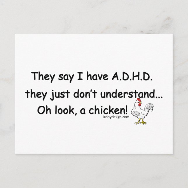 ADHD Chicken Spaß Sprichwort Postkarte (Vorderseite)