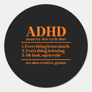 Adhd Definition Adhd Adwareness Month Adhd Warrior Runder Aufkleber