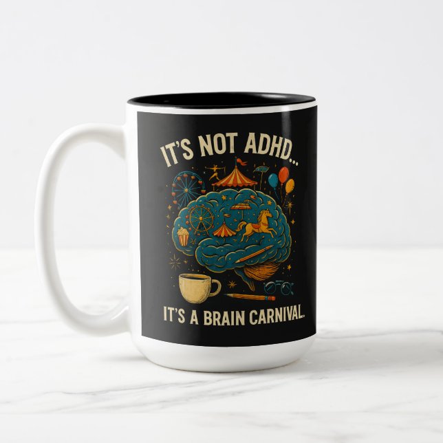 ADHD Funny Brain Carnival Tasse (Links)