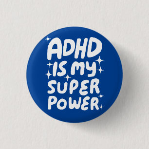 ADHD ist mein Superpower Fun Bubble Letters Blue Button