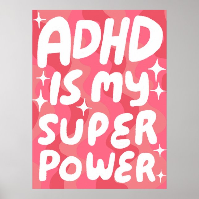 ADHD ist mein Superpower Fun Bubble Letters Pink Poster (Vorne)