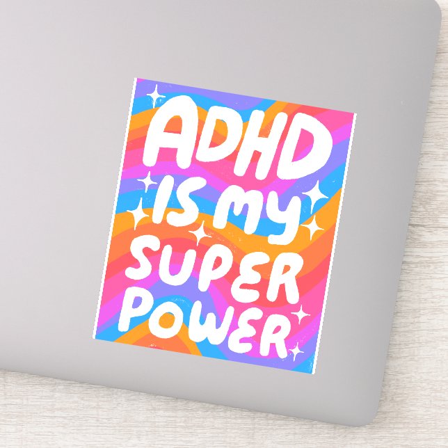 ADHD IST MEIN SUPERPOWER Fun farbenfrohe Blasen Bu Aufkleber (Detail)