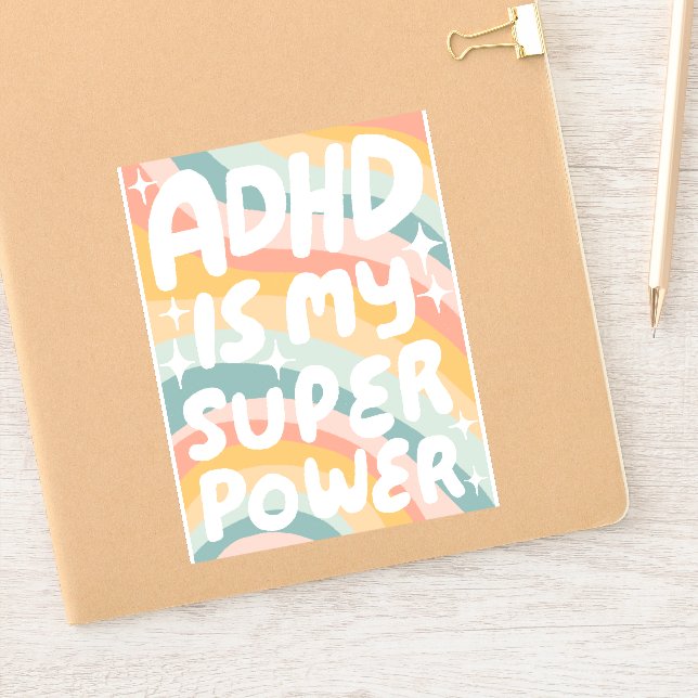 ADHD IST MEIN SUPERPOWER Fun farbenfrohe Blasen Bu Aufkleber (Notizbuch)
