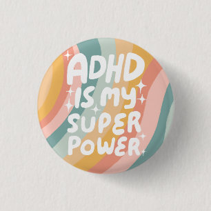 ADHD ist meine Superpower Fun Bubble Letters bunt Button