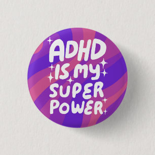 ADHD ist meine Superpower Fun Bubble Letters bunt Button