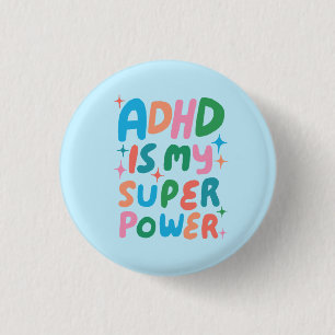 ADHD ist meine Superpower Fun Bubble Letters bunt Button