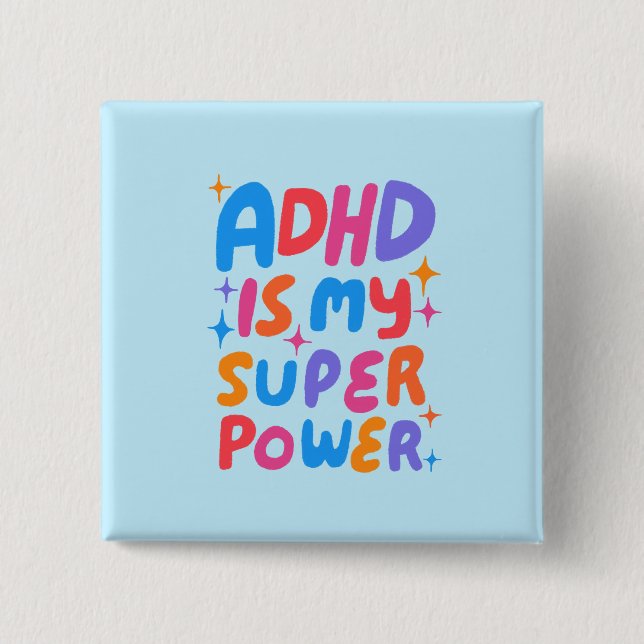 ADHD ist meine Superpower Fun Bubble Letters bunt Button (Vorderseite)
